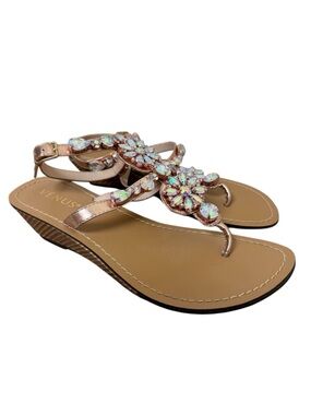 Venus Rose Gold Jeweled Thong Sandals Size 7.5